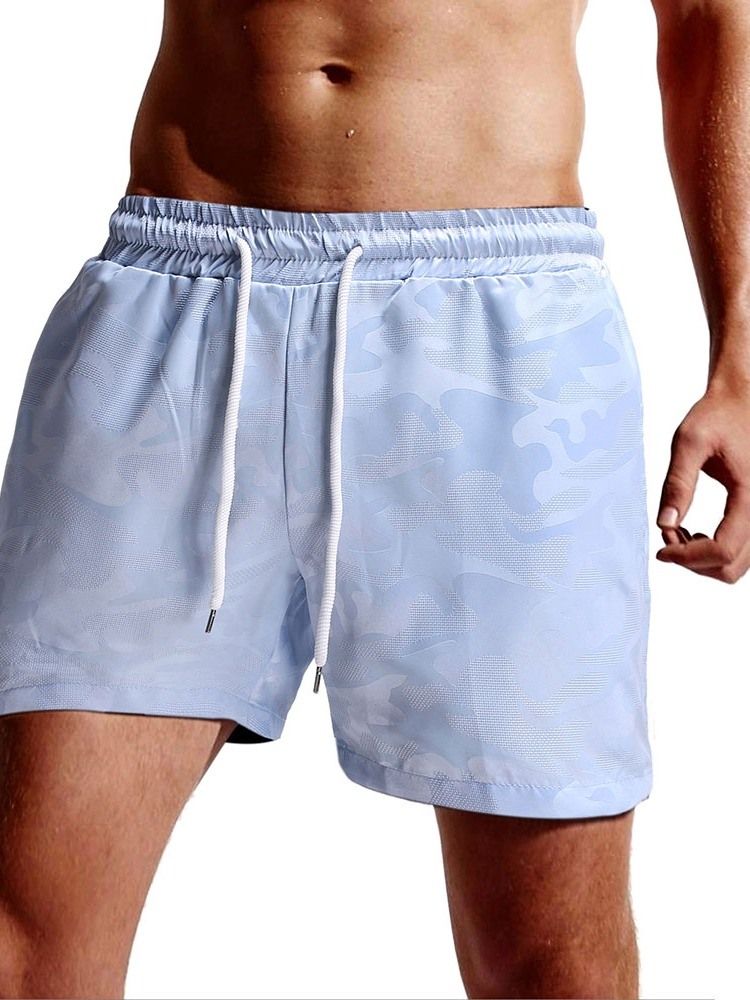 Hvit Strandshorts For Menn Med Rett Snøring