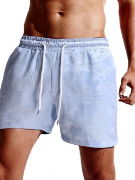 Hvit Strandshorts For Menn Med Rett Snøring