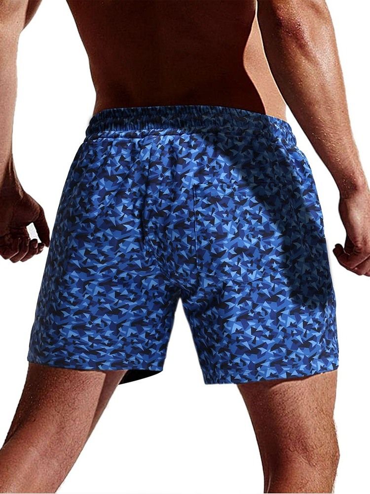 Straight Camouflage Strandshorts For Menn Med Snøring