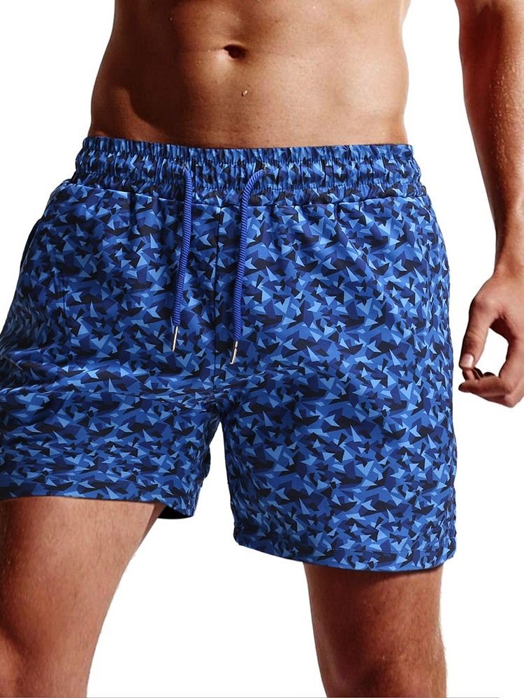 Straight Camouflage Strandshorts For Menn Med Snøring