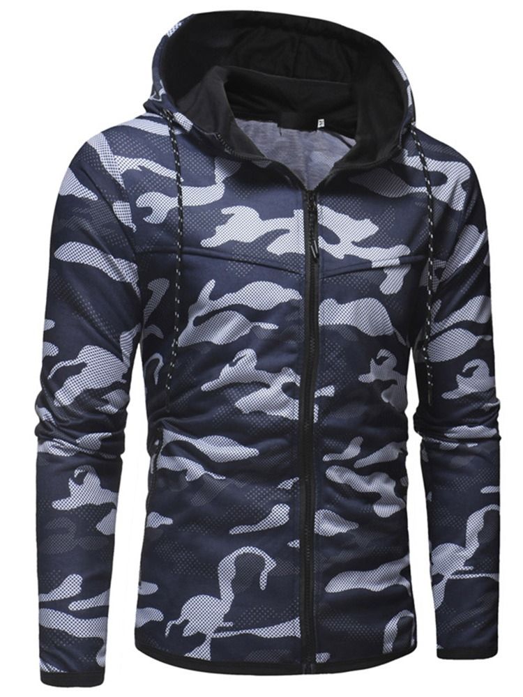 Camouflage Cardigan Hette Slim Hettegensere Med Snøring