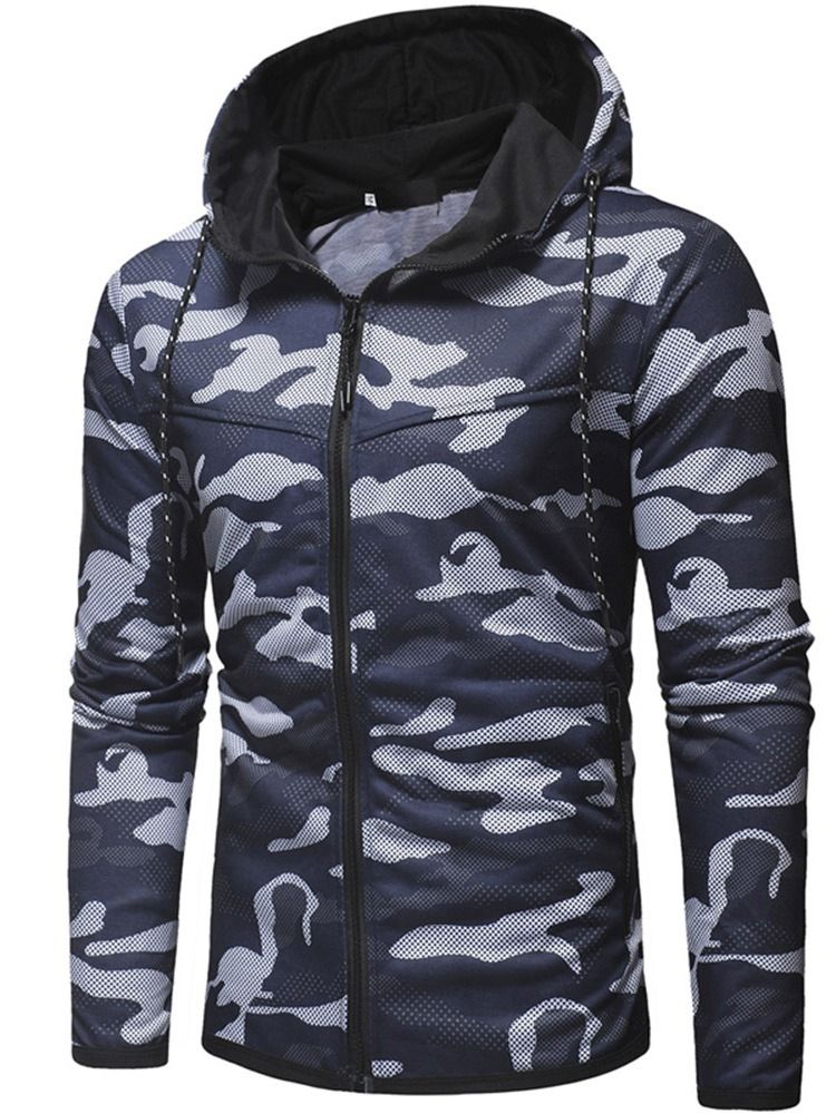 Camouflage Cardigan Hette Slim Hettegensere Med Snøring