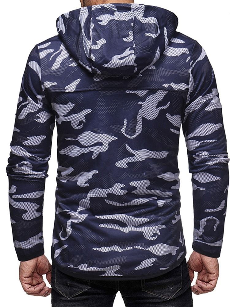 Camouflage Cardigan Hette Slim Hettegensere Med Snøring