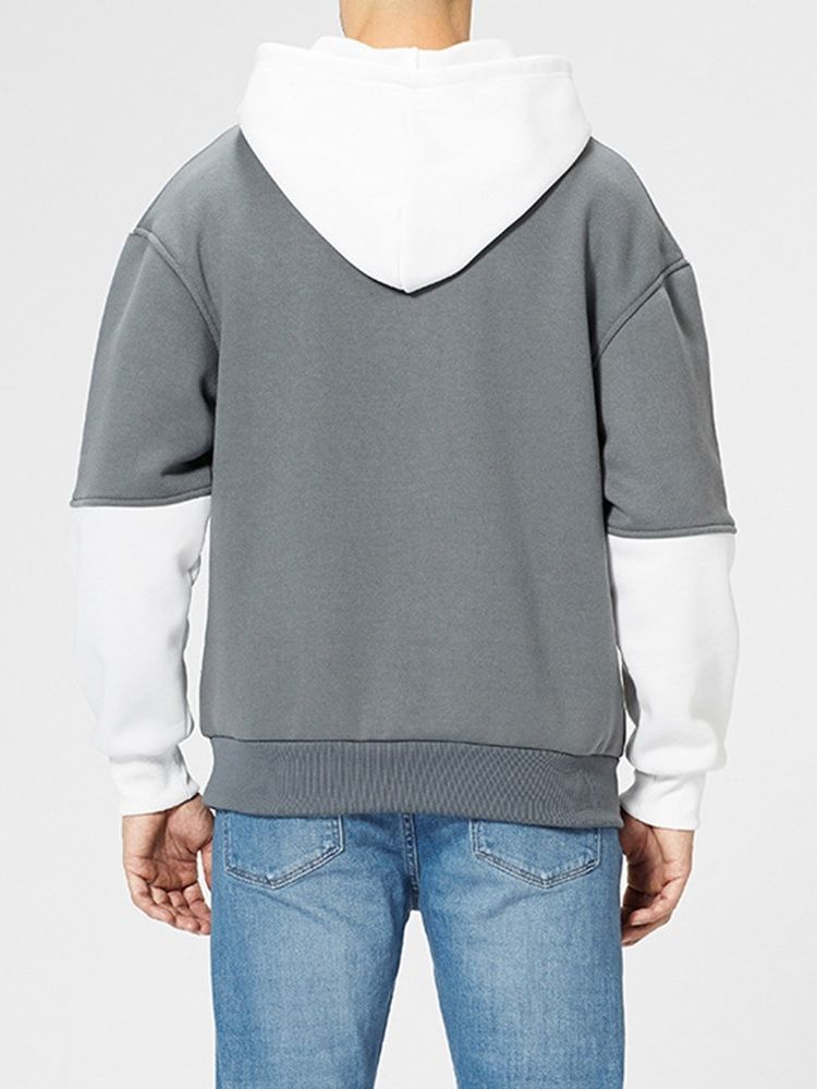 Color Block Pocket Pullover Hettegensere Med Hette Mote