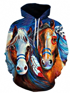 Print Animal Pullover Vinter-Hettegensere For Menn