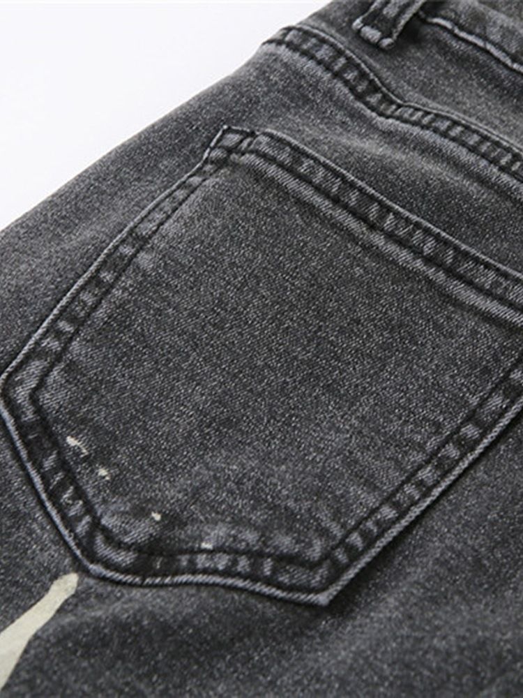 Bellbottoms Vanlig Glidelås Slanke Jeans Med Høy Midje