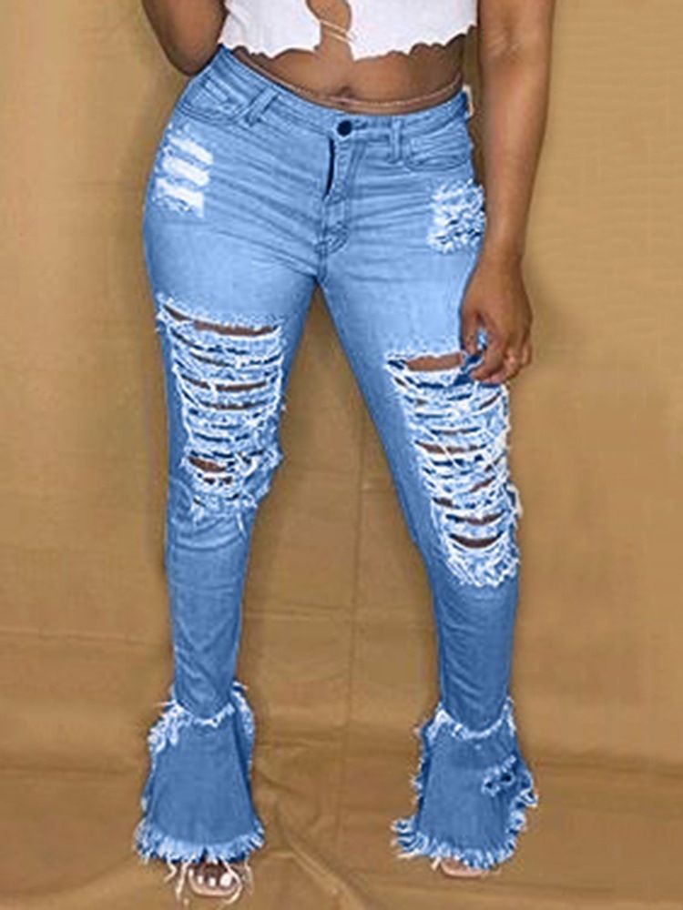 Dusk Bellbottoms Zipper Mid Waist Jeans