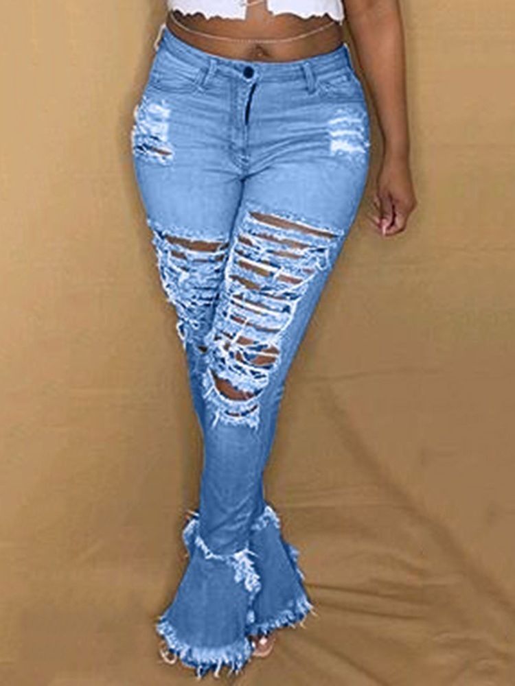 Dusk Bellbottoms Zipper Mid Waist Jeans