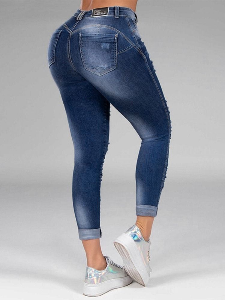 Hull Rett Vanlig Glidelås Mid Waist Damejeans