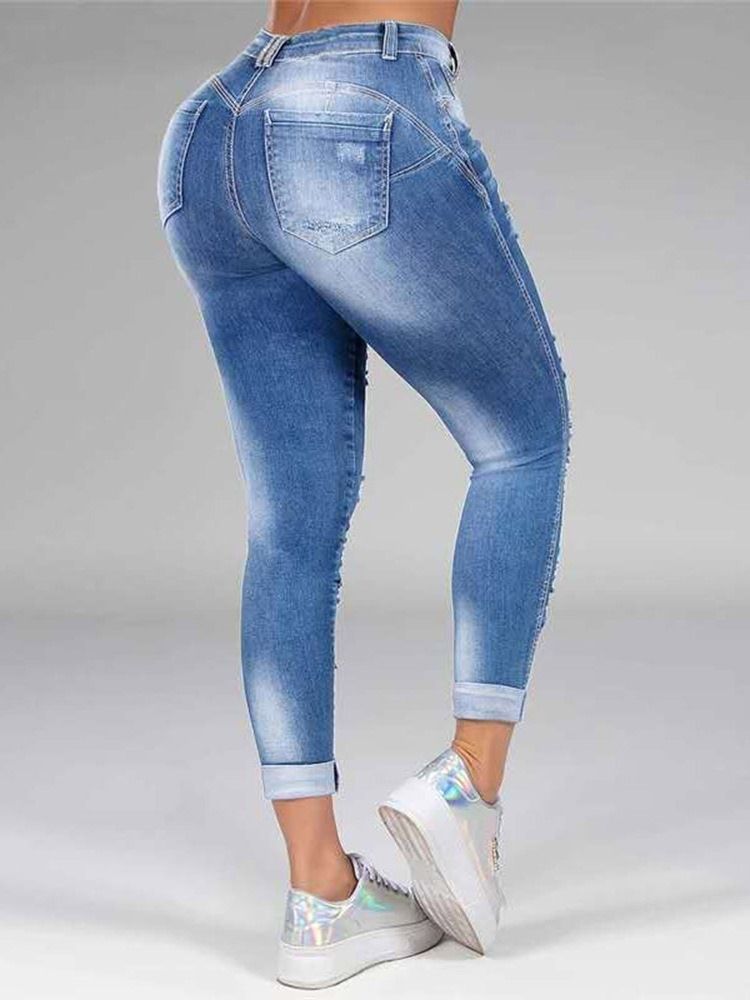 Hull Rett Vanlig Glidelås Mid Waist Damejeans