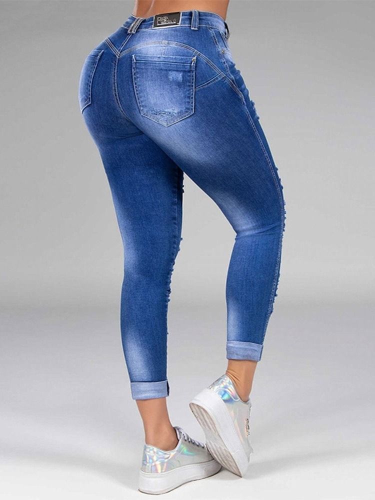 Hull Rett Vanlig Glidelås Mid Waist Damejeans