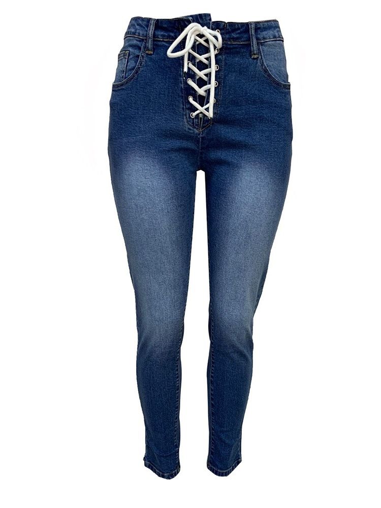 Vanlige Blyantbukser Med Snøring Lace-Up Skinny Jeans