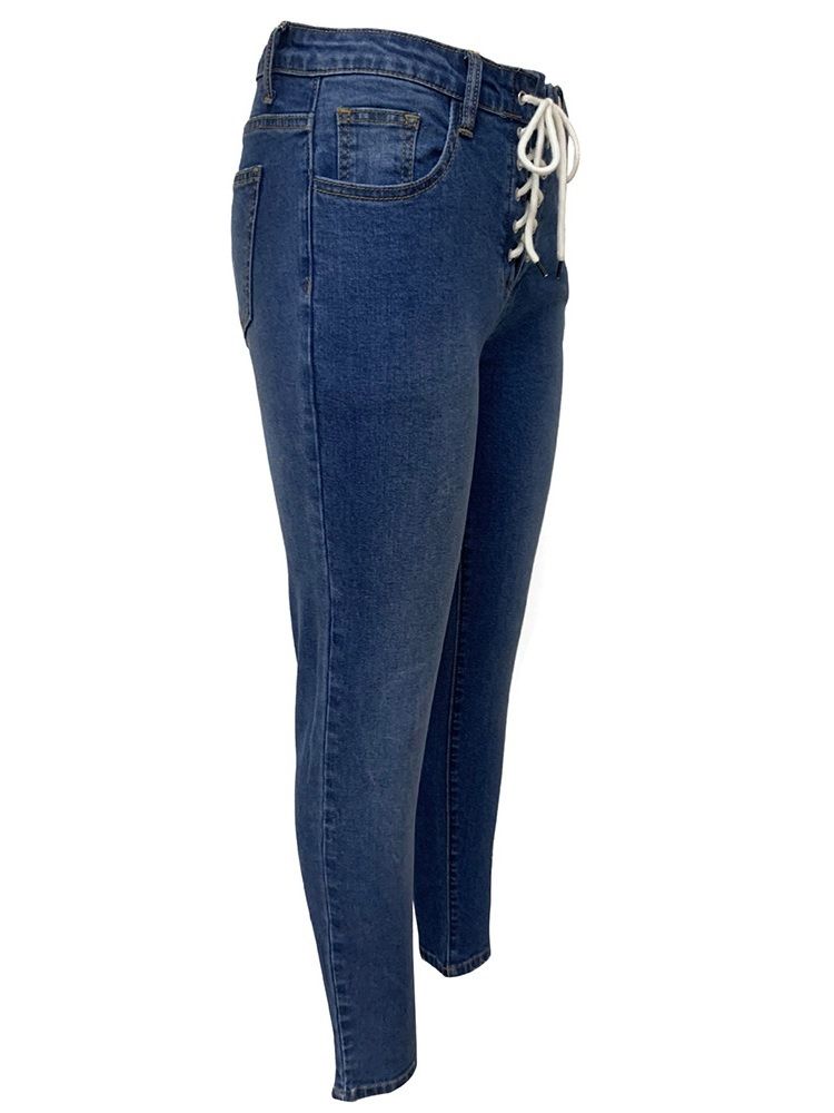 Vanlige Blyantbukser Med Snøring Lace-Up Skinny Jeans