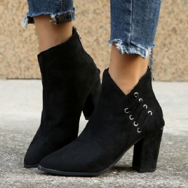 Chunky Heel Back Zip Vanlige Pu-Støvler