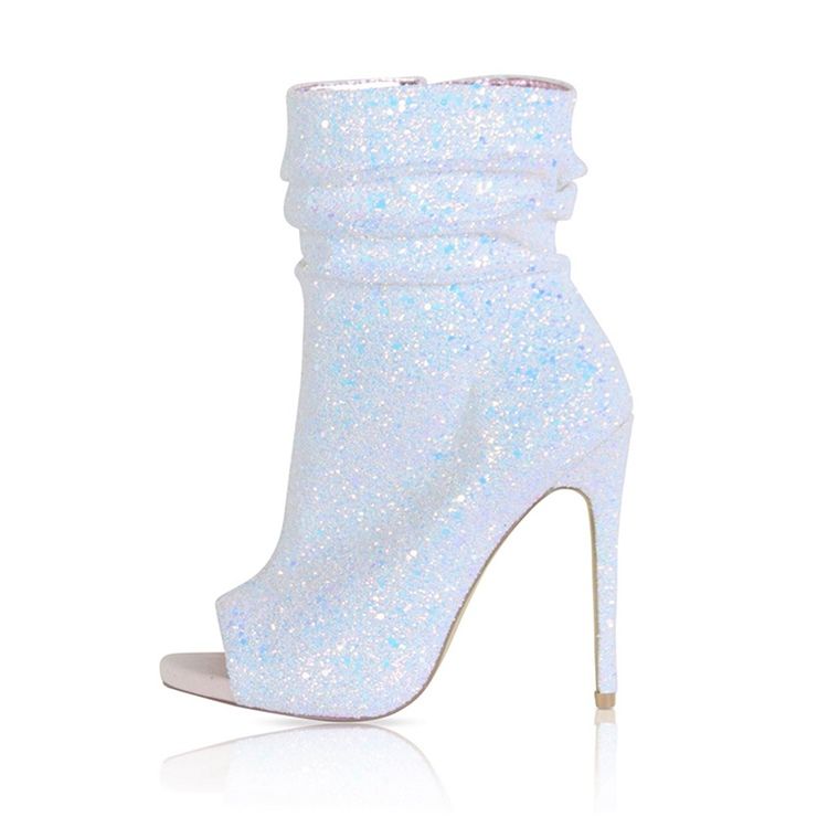 Rhinestone Peep Toe Stiletthæl Damestøvler