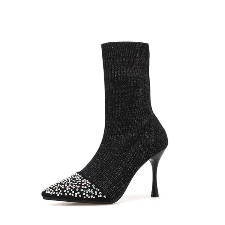 Rhinestone Slip-On Stiletthæl Kvinners Ankelstøvletter