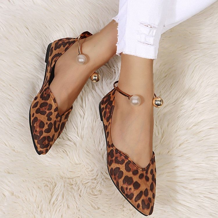 Beads Slip-On Block Heel Leopard Tynne Sko