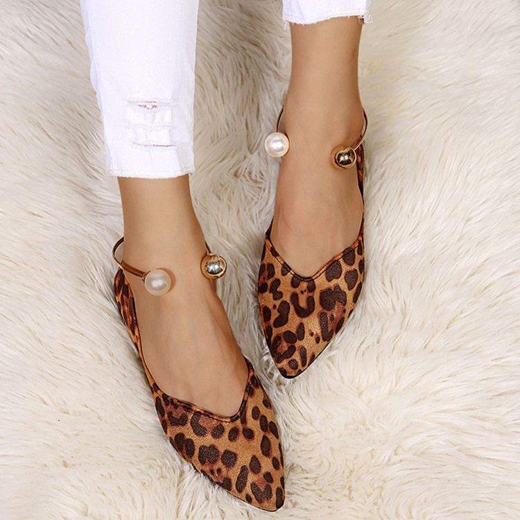 Beads Slip-On Block Heel Leopard Tynne Sko