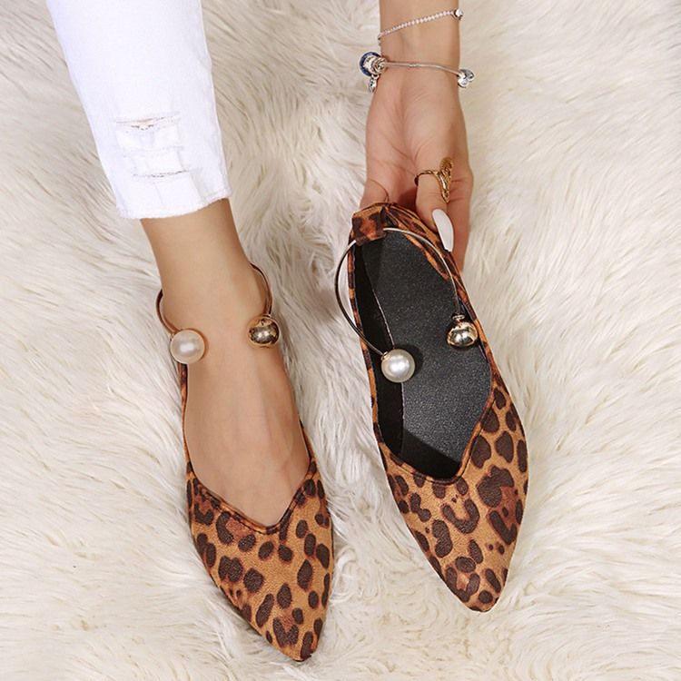 Beads Slip-On Block Heel Leopard Tynne Sko