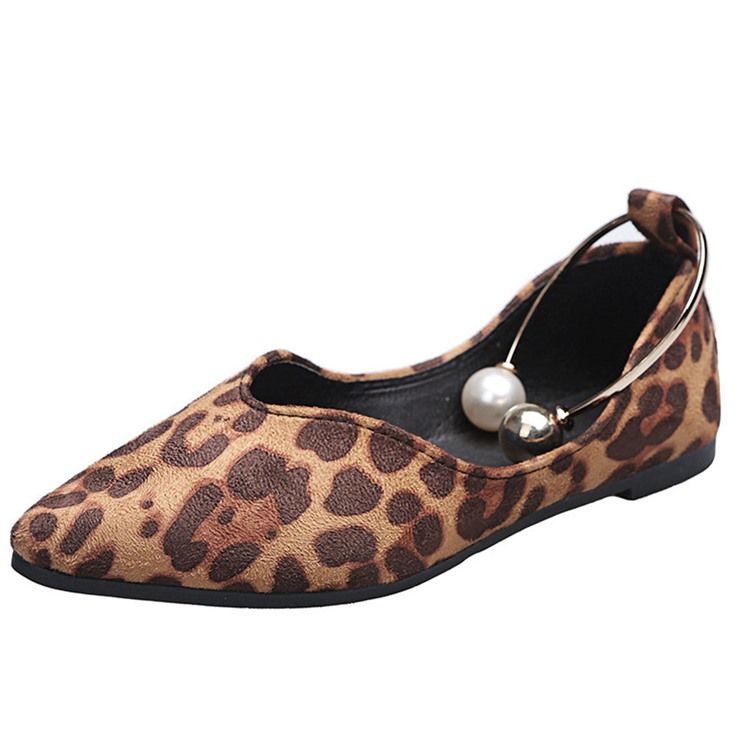 Beads Slip-On Block Heel Leopard Tynne Sko