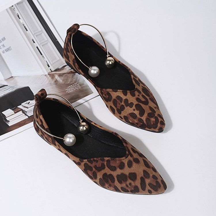 Beads Slip-On Block Heel Leopard Tynne Sko