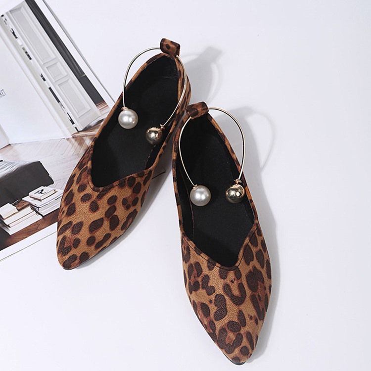 Beads Slip-On Block Heel Leopard Tynne Sko