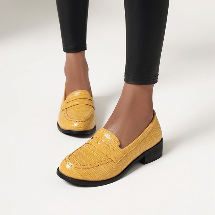 Block Heel Rund Toe Slip-On Uformelle Tynne Sko