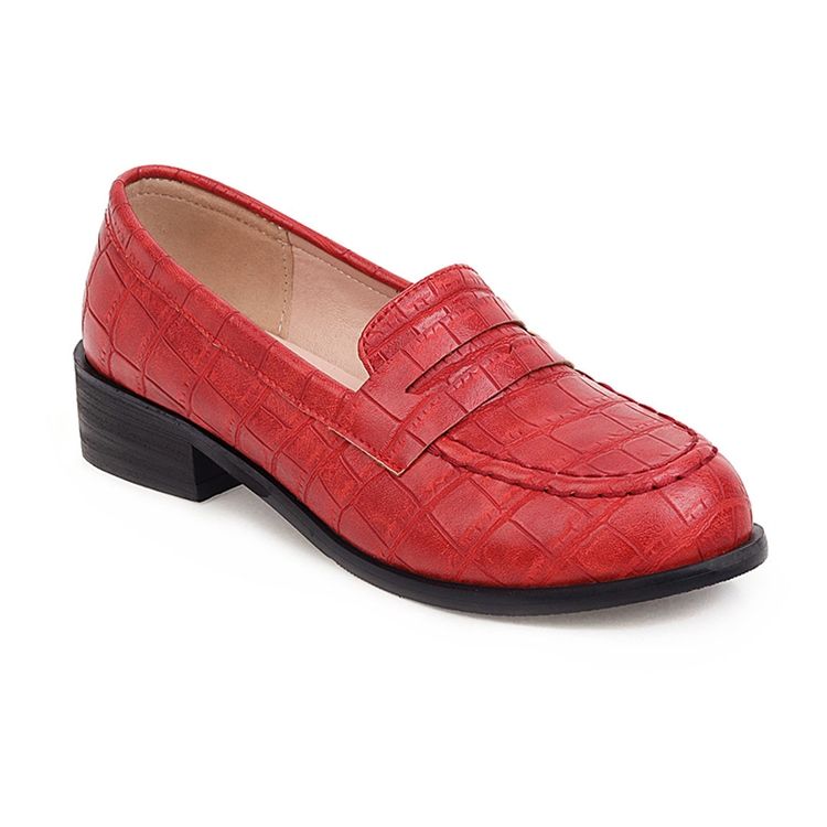 Block Heel Rund Toe Slip-On Uformelle Tynne Sko