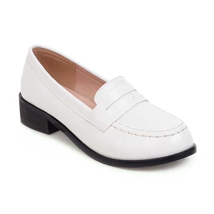 Block Heel Rund Toe Slip-On Uformelle Tynne Sko