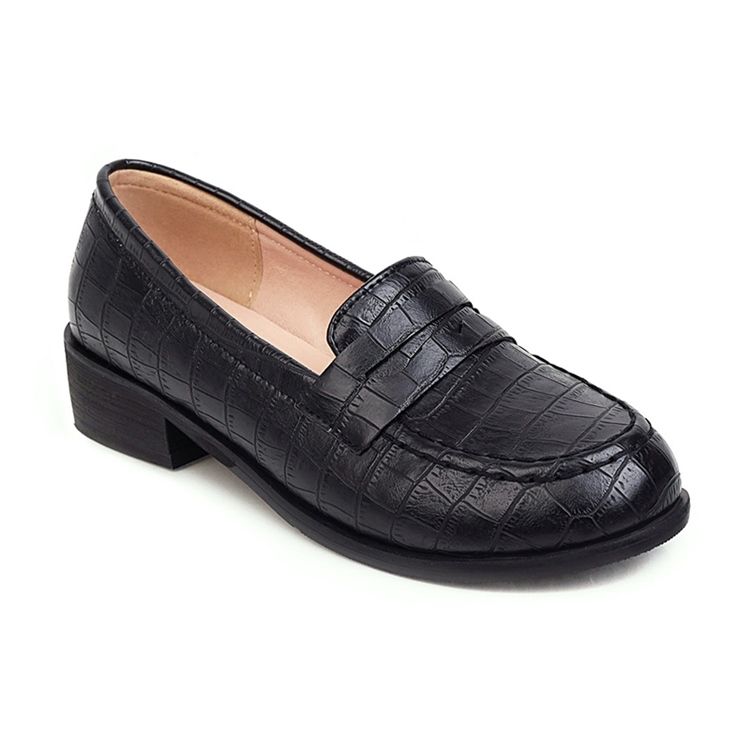 Block Heel Rund Toe Slip-On Uformelle Tynne Sko