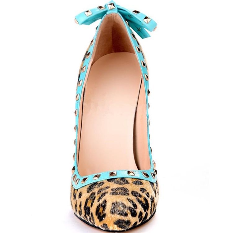 Nagle Leopard Stiletto Hæl Spiss Toe Bue Dame Pumps