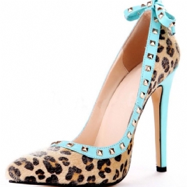 Nagle Leopard Stiletto Hæl Spiss Toe Bue Dame Pumps