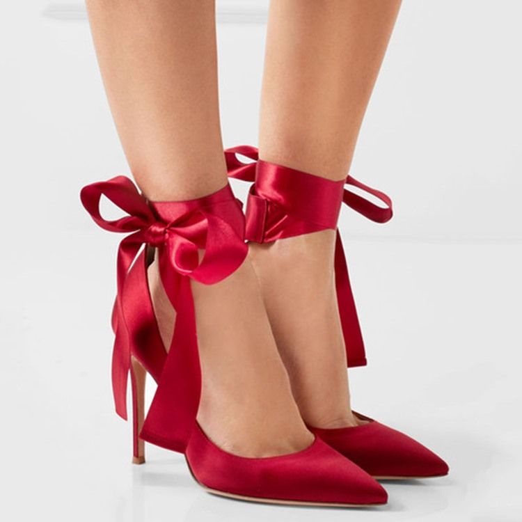 Peep Toe Ribbon Bryllupssko