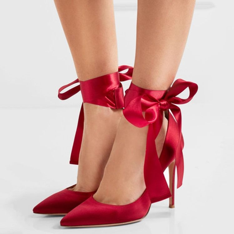 Peep Toe Ribbon Bryllupssko