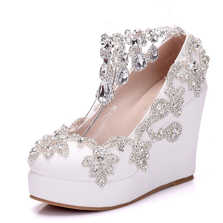 Rhinestone Chain Platform Kilehæl Prom Sko