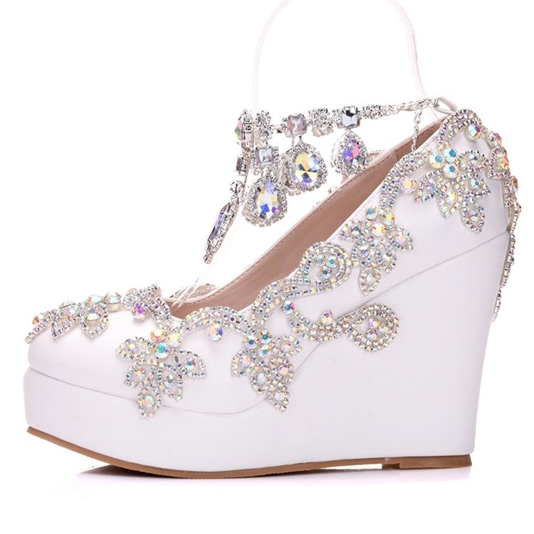 Rhinestone Chain Platform Kilehæl Prom Sko