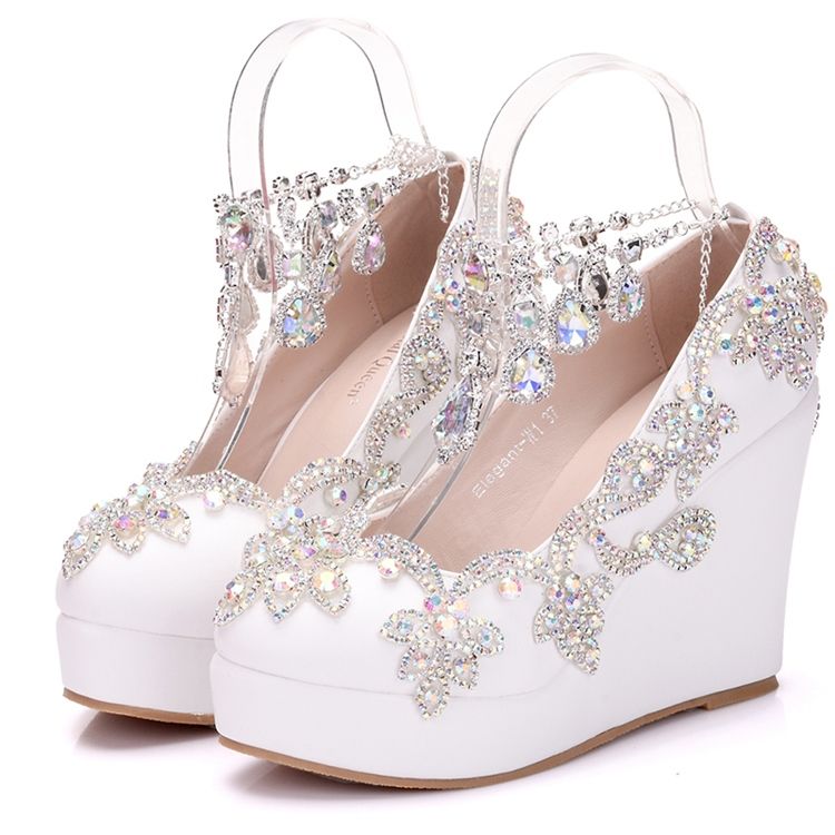 Rhinestone Chain Platform Kilehæl Prom Sko