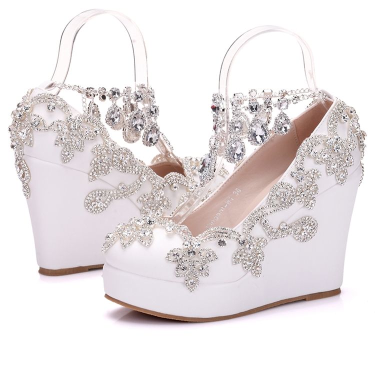 Rhinestone Chain Platform Kilehæl Prom Sko