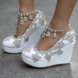 Rhinestone Chain Platform Kilehæl Prom Sko