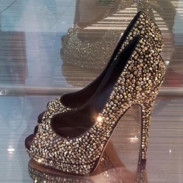 Rhinestone Peep Toe Platform Prom Sko