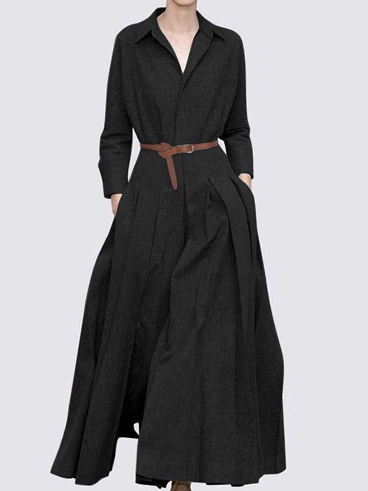 Ankellangt Jakkeslag Langermet Fall High Waist Maxi Dress