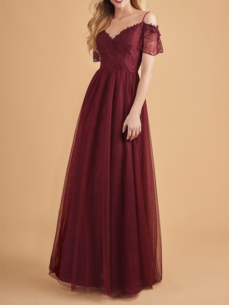 Blonder Kortermet Gulv-Lengde Vanlig A-Line Maxi Dress