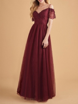 Blonder Kortermet Gulv-Lengde Vanlig A-Line Maxi Dress