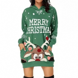 Christmas Hette Langermet Above Knee Western Pullover Dress