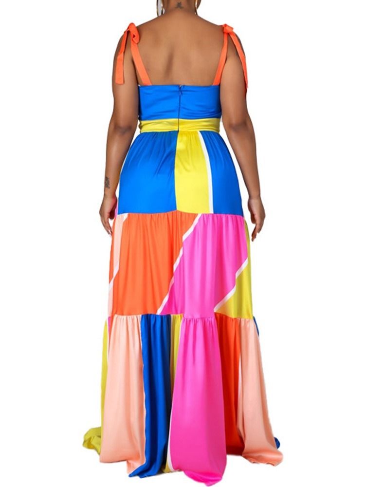 Gulvlang Ermeløs Color Block Maxi-Kjole