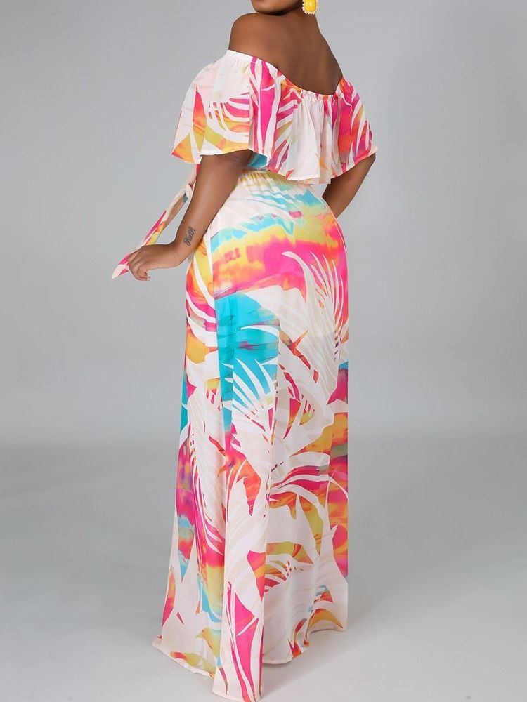 Off Shoulder Half Sleeve Gulvlang Pullover Maxi Dress