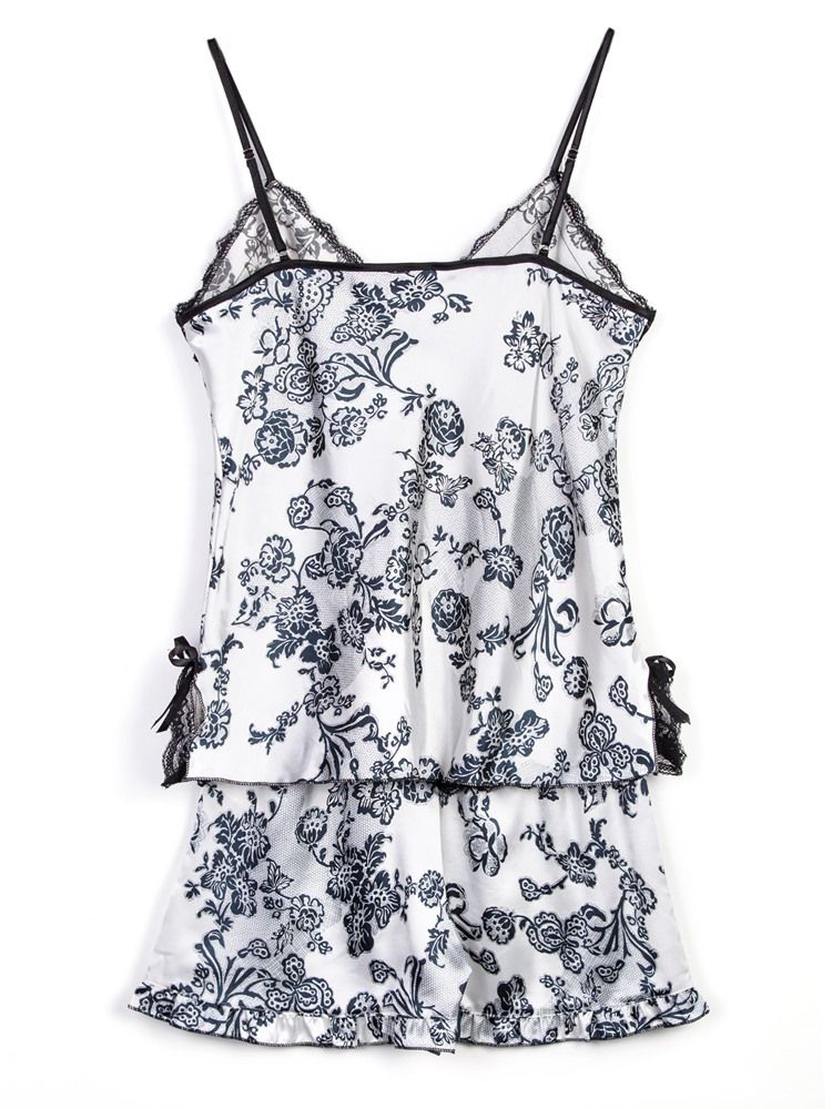 Floral Satin Pyjamas Camisole Short Sets Sexy Natttøy