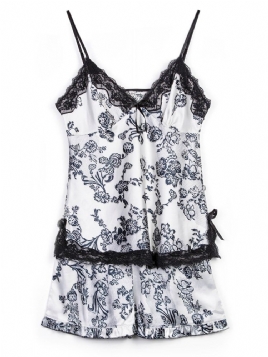 Floral Satin Pyjamas Camisole Short Sets Sexy Natttøy