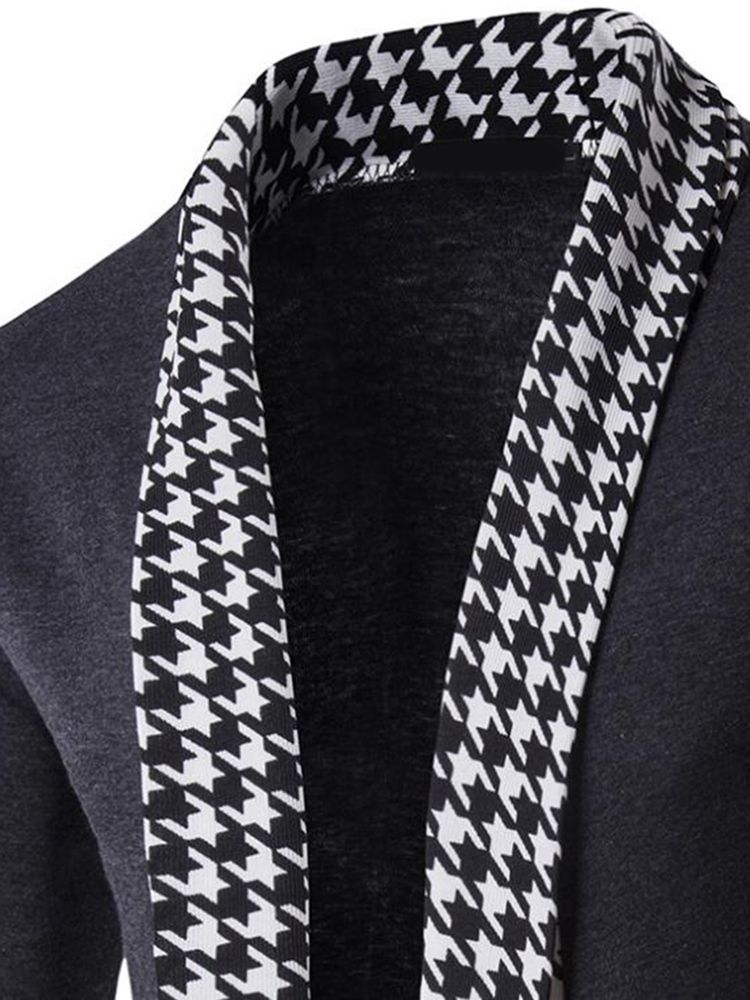 Vogue Houndstooth Patchwork Cardigan Strikkevarer For Menn