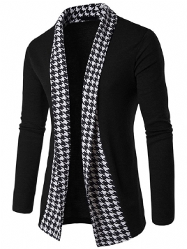 Vogue Houndstooth Patchwork Cardigan Strikkevarer For Menn